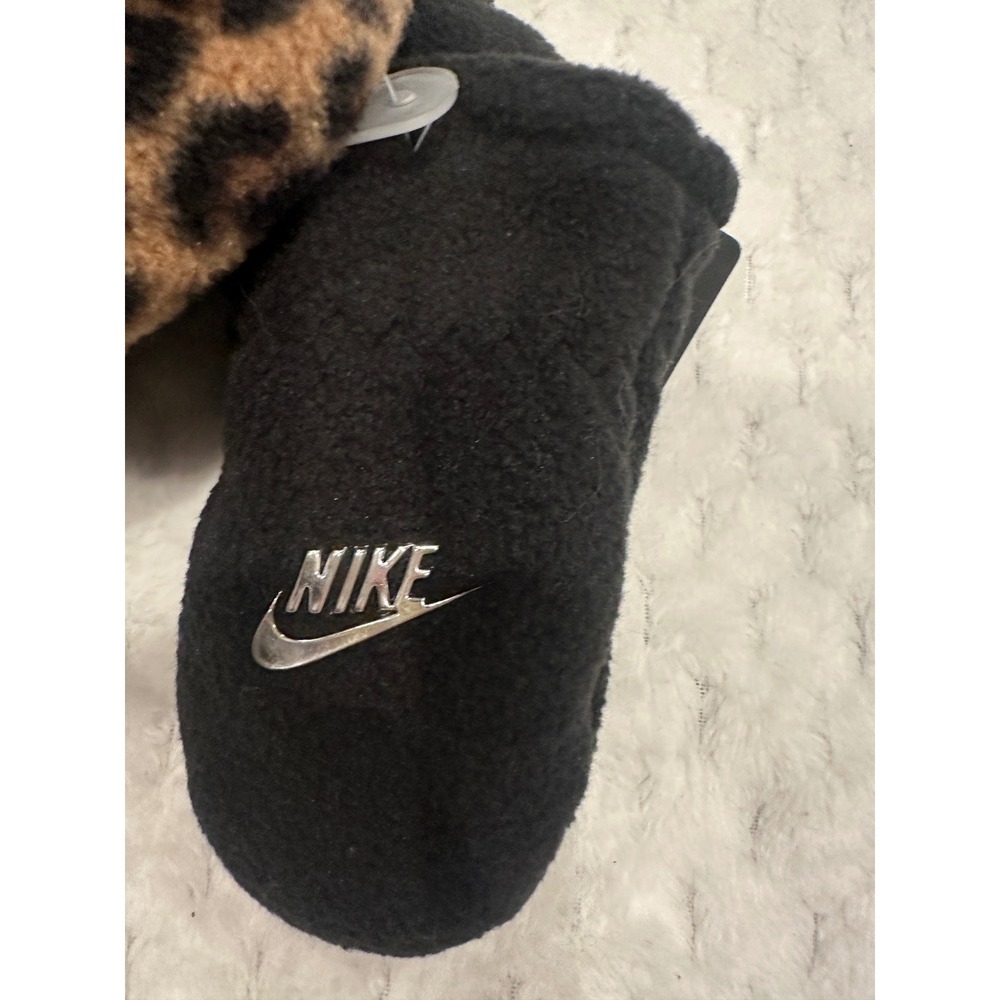 Nike Infant Fleece Trapper Hat and Mittens Set Leopard Print Black 2951-023 - Picture 3 of 5
